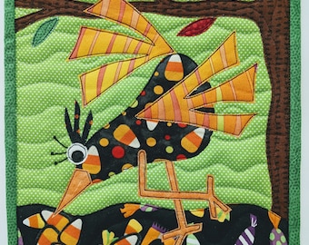 Cornelius PDF Applique Page - Mini Quilt - Raw Edge Applique - Wonky Bird - RazBeca's Birds