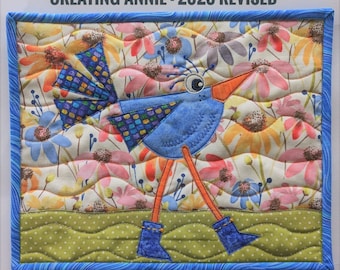Annie PRINTED Pattern Full Color - Mini Quilt - Quilt block - Bird Pattern - Raw edge Applique - RazBeca&#39;s Birds