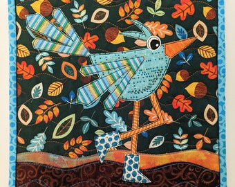 Höstmönster i PDF-format - Fullfärg - Miniquilt - Quiltblock - Applikation med rå kant - RazBeca's Birds
