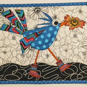 Jay PDF Applique Page - Mini Quilt - Raw Edge Applique - Wonky Bird - RazBeca's Birds - Creating Jay