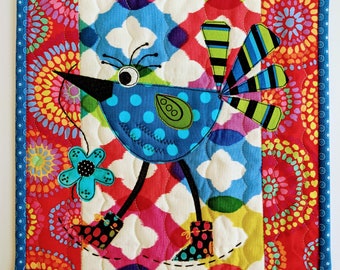 Olivia PDF Muster - Farbig - Mini Quilt - Quiltblock - Vogel Muster - Raw Edge Applikation - ZarBeca's Birds - Creation Olivia
