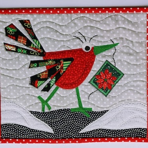 Joy PRINTED Pattern - Mini Quilt - Quilt block - Bird Pattern - Raw edge Applique - RazBeca's Birds - Creating Joy