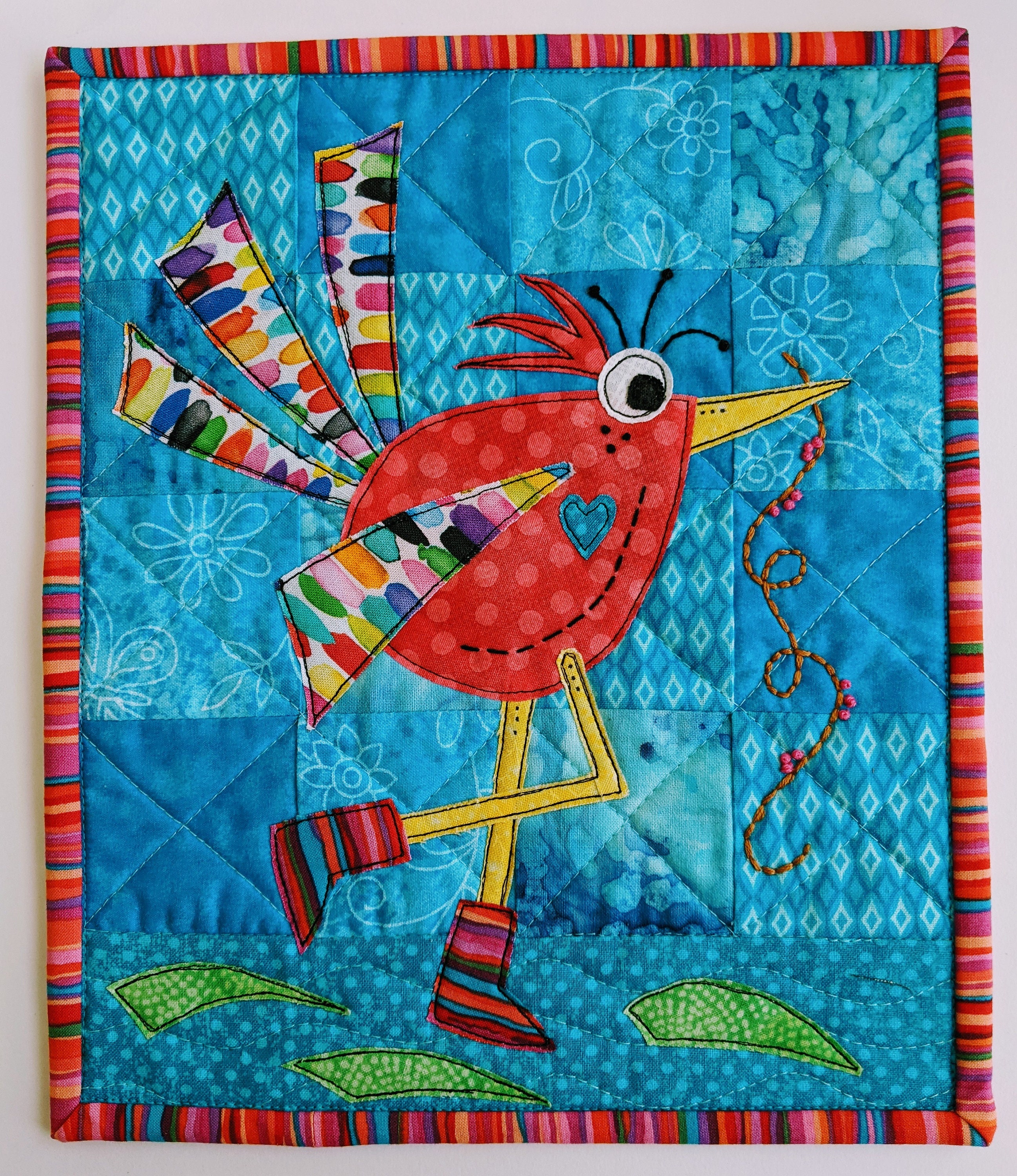 その他 Award-Winning Applique Birds Rosie PDF Applique Page - Mini Quilt Raw Edge Applique