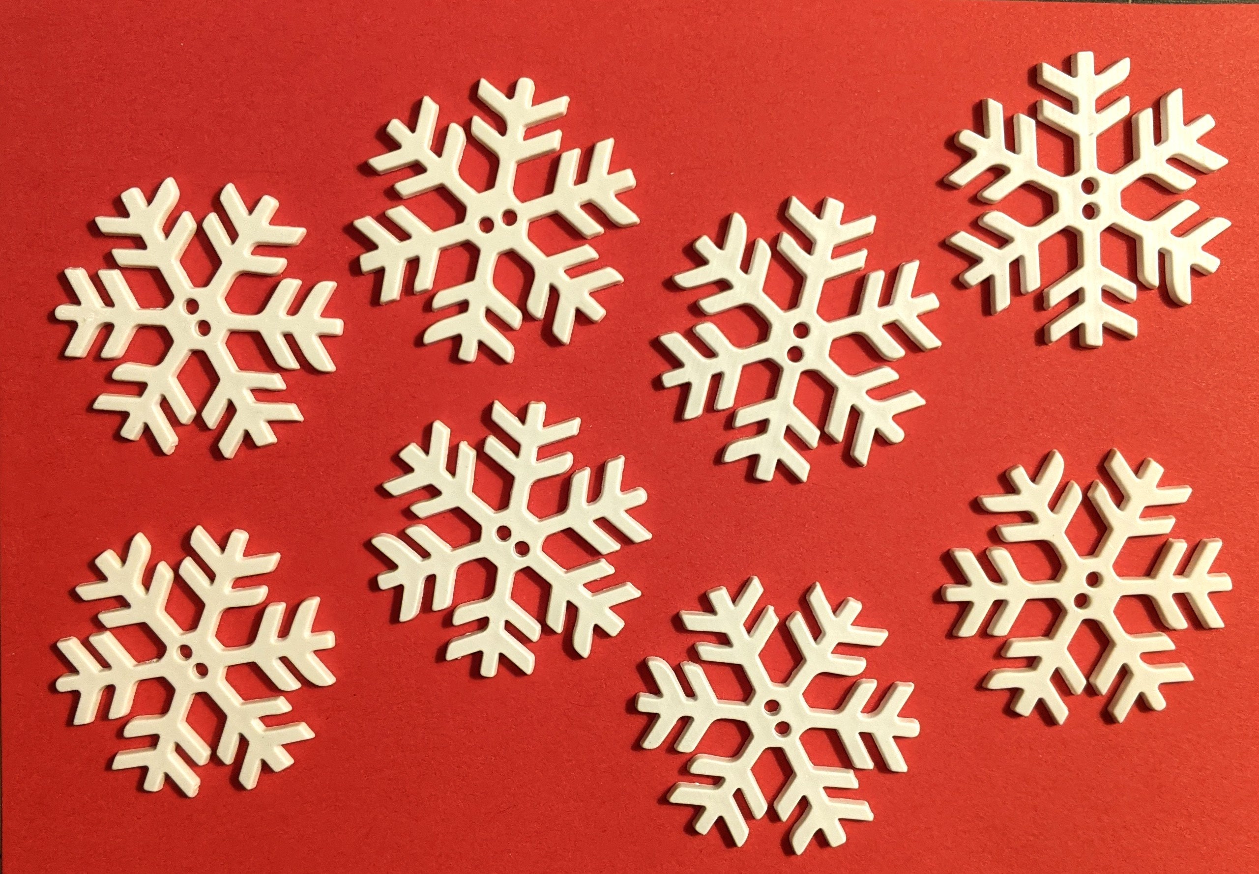 100pcs 18mm Wood Christmas Snowflake Buttons DIY Craft White Snow Flakes  Wooden Sewing Buckle 