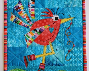 Rosie PRINTED Applique Page - Mini Quilt - Quilt block - Bird Pattern - Raw edge Applique – Wonky Bird - RazBeca's Birds - Creating Rosie