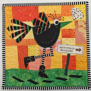 Cheryl Crowe PDF Applique Page Mini Quilt Raw Edge Applique Wonky Bird - RazBeca&#39;s Birds