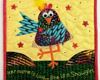 Lola PDF Pattern - Full Color - Mini Quilt - Quilt block - Bird Pattern - Raw edge Applique - RazBeca's Birds - Creating Lola