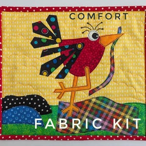 COMFORT FABRIC KIT only_Wonky bird Kit – Mini Quilt Kit - Raw Edge Applique - RazBeca’s Birds