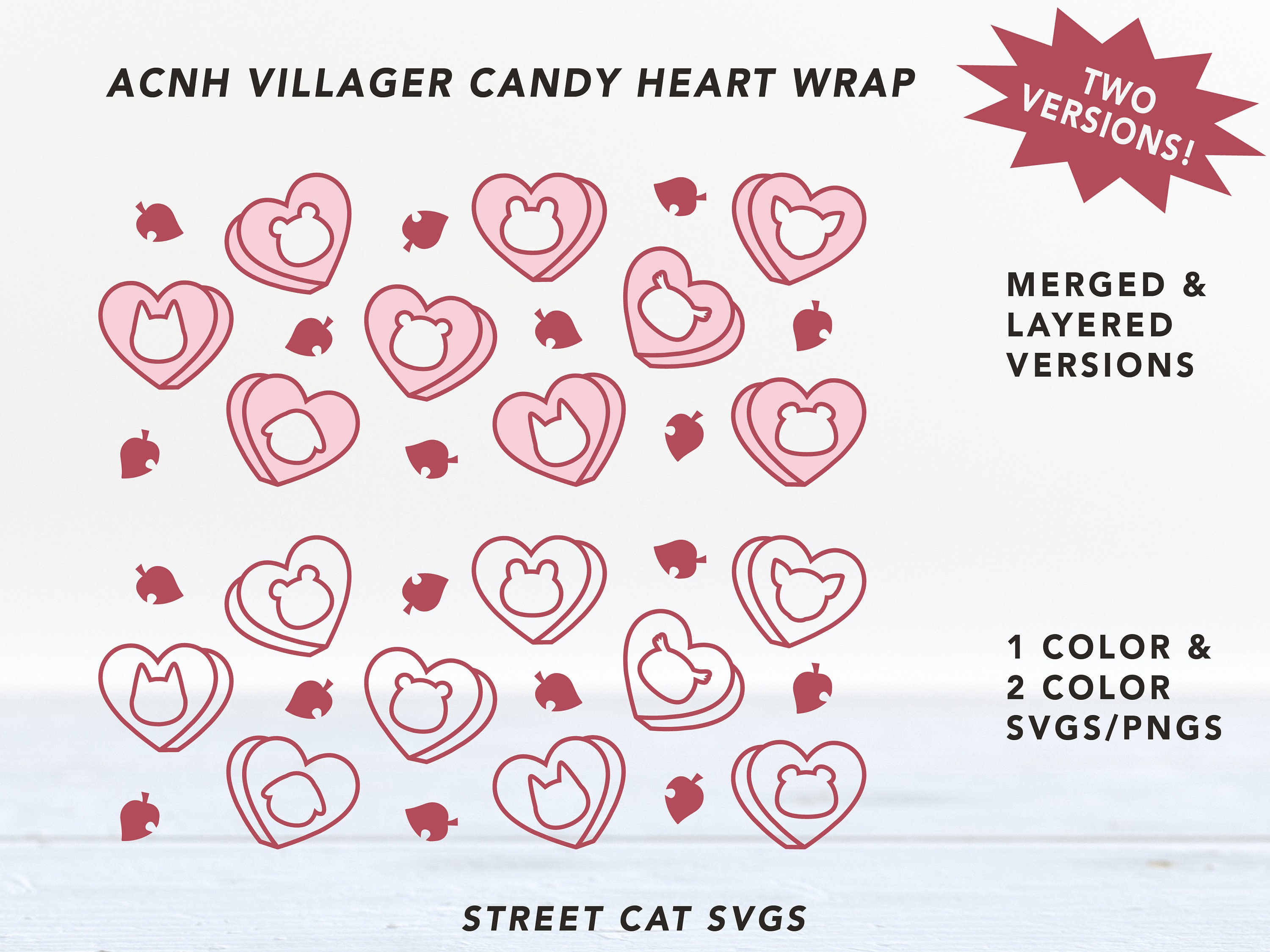 ACNH Villager Candy Heart Valentine's Day Wrap for Libbey Etsy