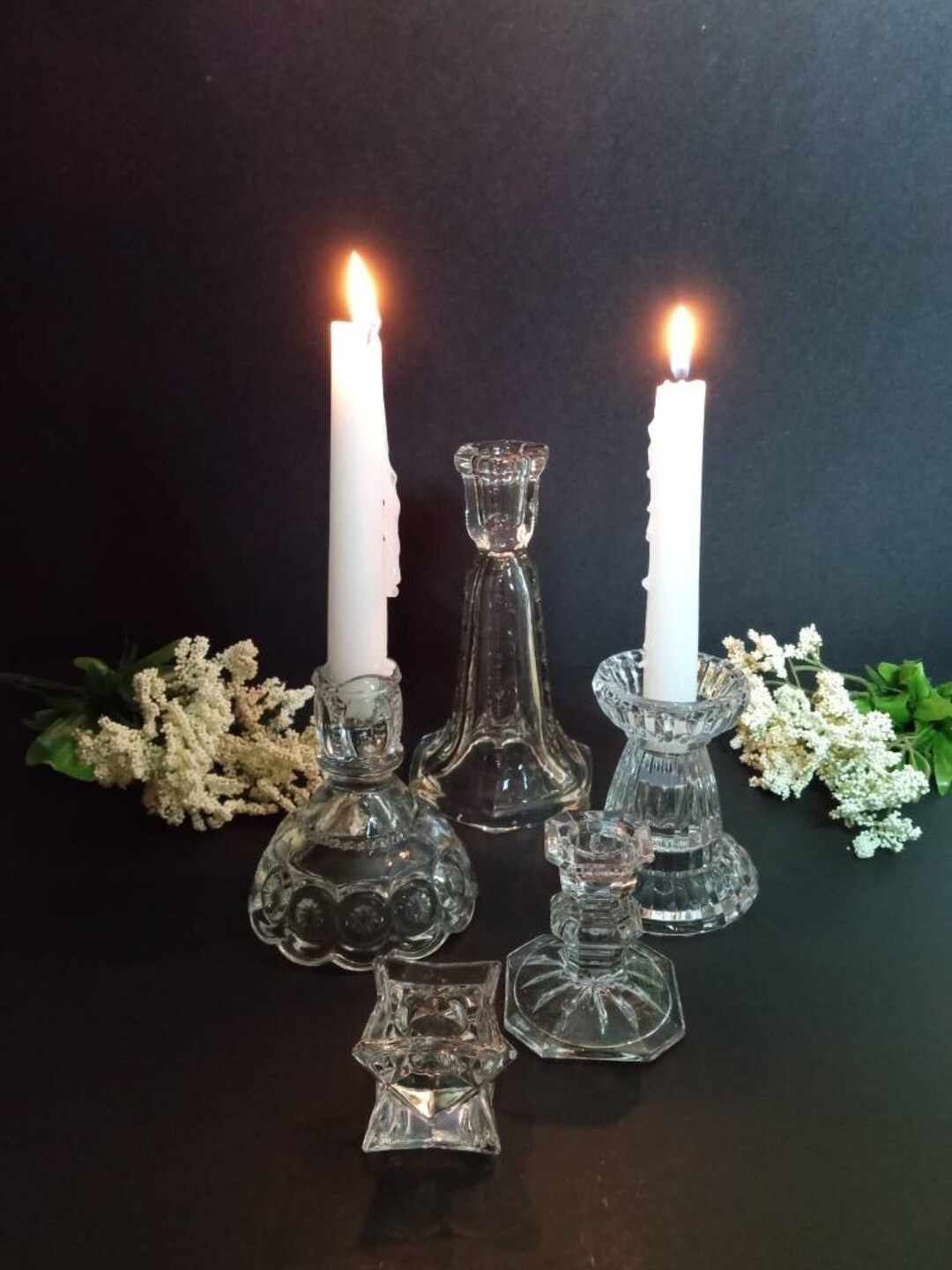 Vintage Boho Candle Holders Mismatched Candlesticksmoon and Stars