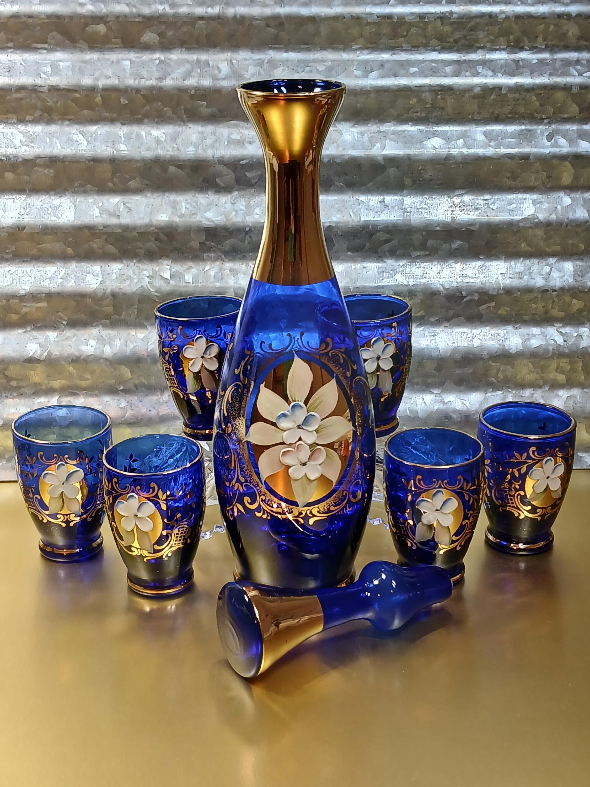 Murano Glass Decanter Blue Gold - Etsy