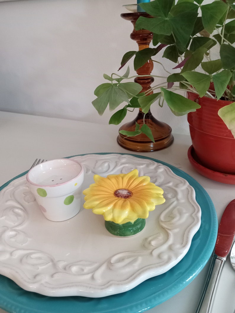 Vintage Flowerpot Salt and Pepper Ceramic Shakers Country Etsy