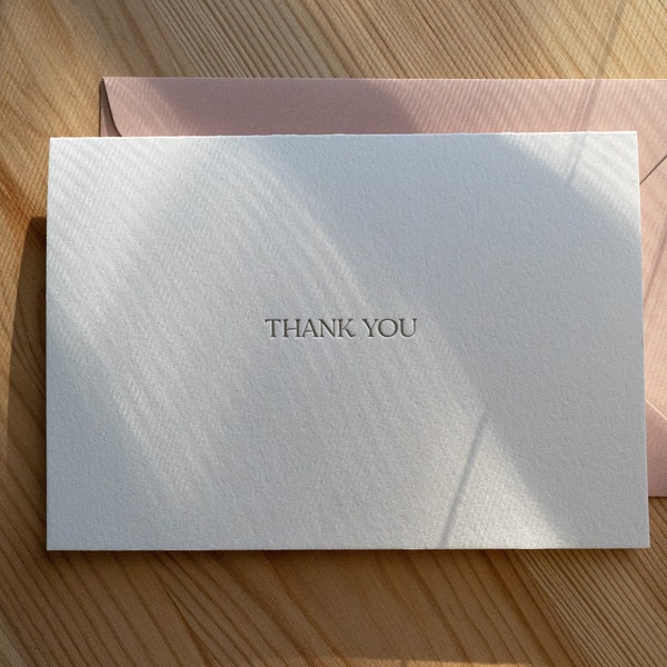 Letterpress Thank You Card, thank you note, thanks greeting card, thank you card, minimal thank you, letterpress gratitude greeting card