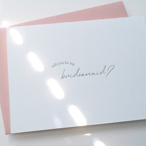 Bridesmaid proposal card, will you be my bridesmaid, letterpress card, chic wedding, bridesmaid box, wedding party, custom wedding colors image 1