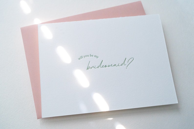 Bridesmaid proposal card, will you be my bridesmaid, letterpress card, chic wedding, bridesmaid box, wedding party, custom wedding colors image 1