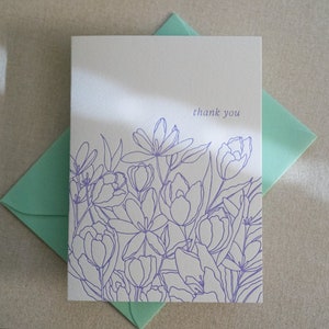 Letterpress Blumen Dankeskarte, Dankeschön, Danksagungskarte, Dankeskarte, Danke Blumen