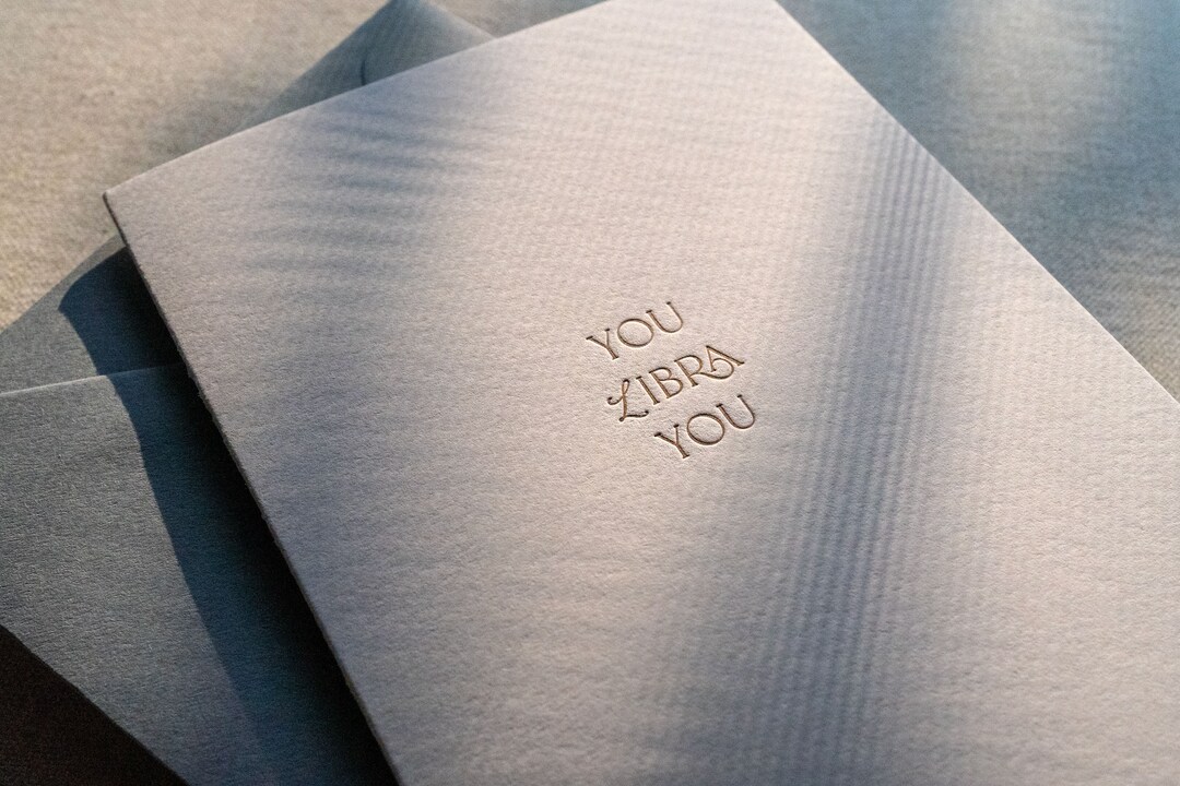 Libra Birthday Card, Zodiac Birthday, Letterpress Greeting Card, Zodiac