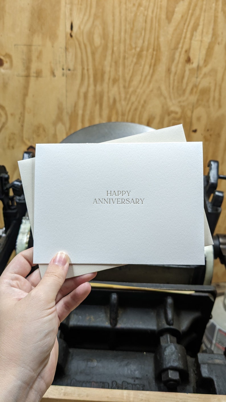 Happy Anniversary Letterpress Card, anniversary card for husband, anniversary card for wife, card for first wedding anniversary image 5