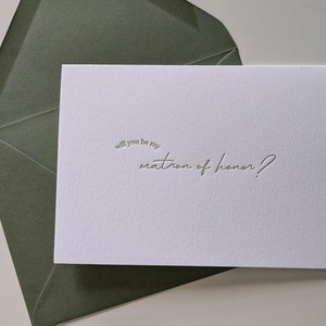 Jolie carte de proposition pour dame d'honneur, serez-vous mon dame d'honneur, carte typographique, boîte de demoiselle d'honneur, fête de mariage, couleurs personnalisées