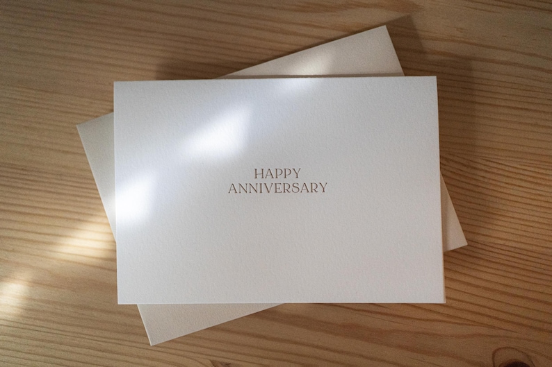 Happy Anniversary Letterpress Card, anniversary card for husband, anniversary card for wife, card for first wedding anniversary image 1