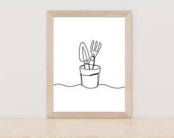 Gardening line art print