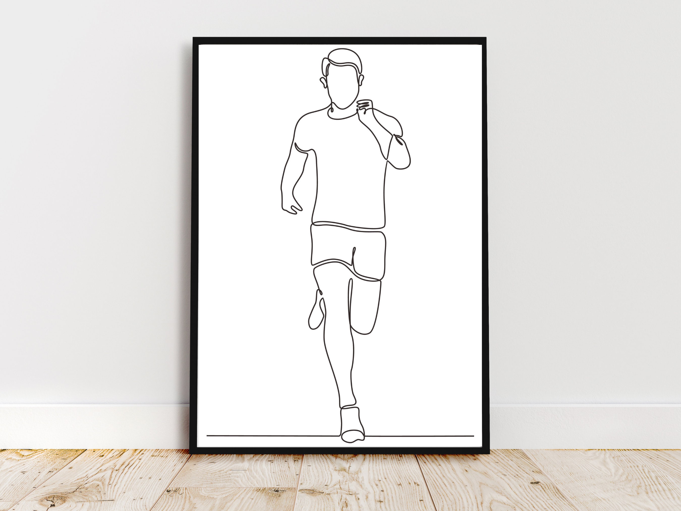 Minimalist Running Line Art Runner Line Art Run Wall Art Print Sport