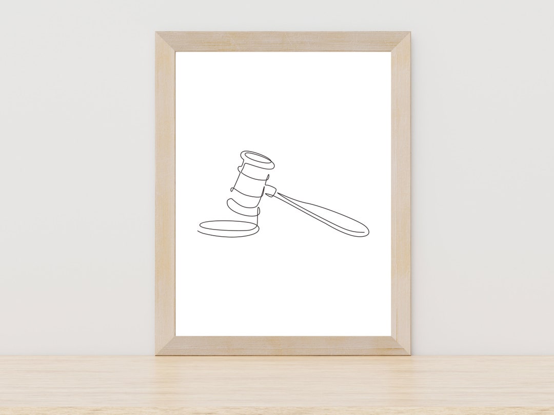 Judge Gavel Line Art, Gavel One Line Art, Lawyer Gift,gavel, Court Wall Art, Lawyer Wall Art