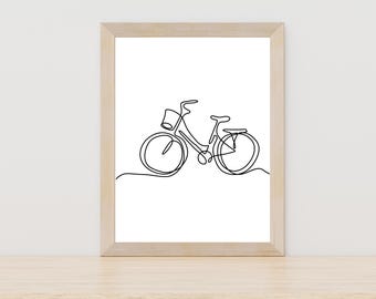 Bicycle Line Art, Bike Art Print, Cycling Illustration, Bicycle Drawing, Bike Decor, Cycling Art, Minimalist Bike Art, Bike Lover Art Gift