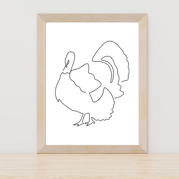 Thanksgiving Decor, Turkey Line Art Print, Thanksgiving Wall Art, Turkey Line Artwork, Turkey Art, Thanksgiving Art, Fall Decor, Fall Prints