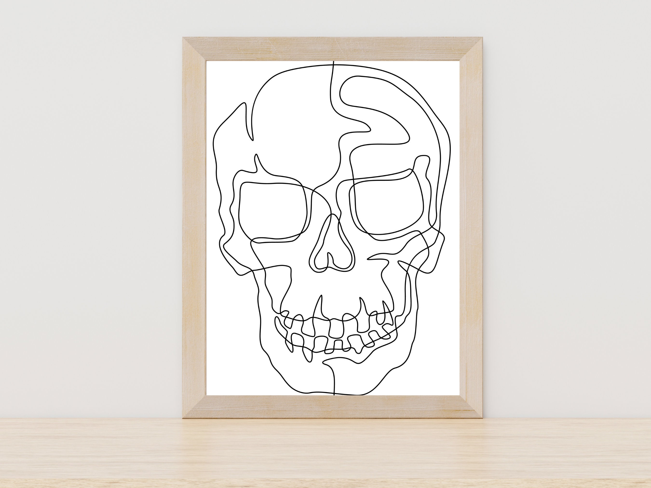 Skull Line Art Abstract Skull Line Art Skull Print Halloween Wall Art
