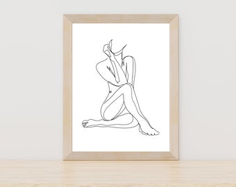 Naked Woman Body Line Drawing Art Print Lady Female Abstract Continuous Line Art Wimple Modern Female Wall Art Woman Line Art Wall Decor Art