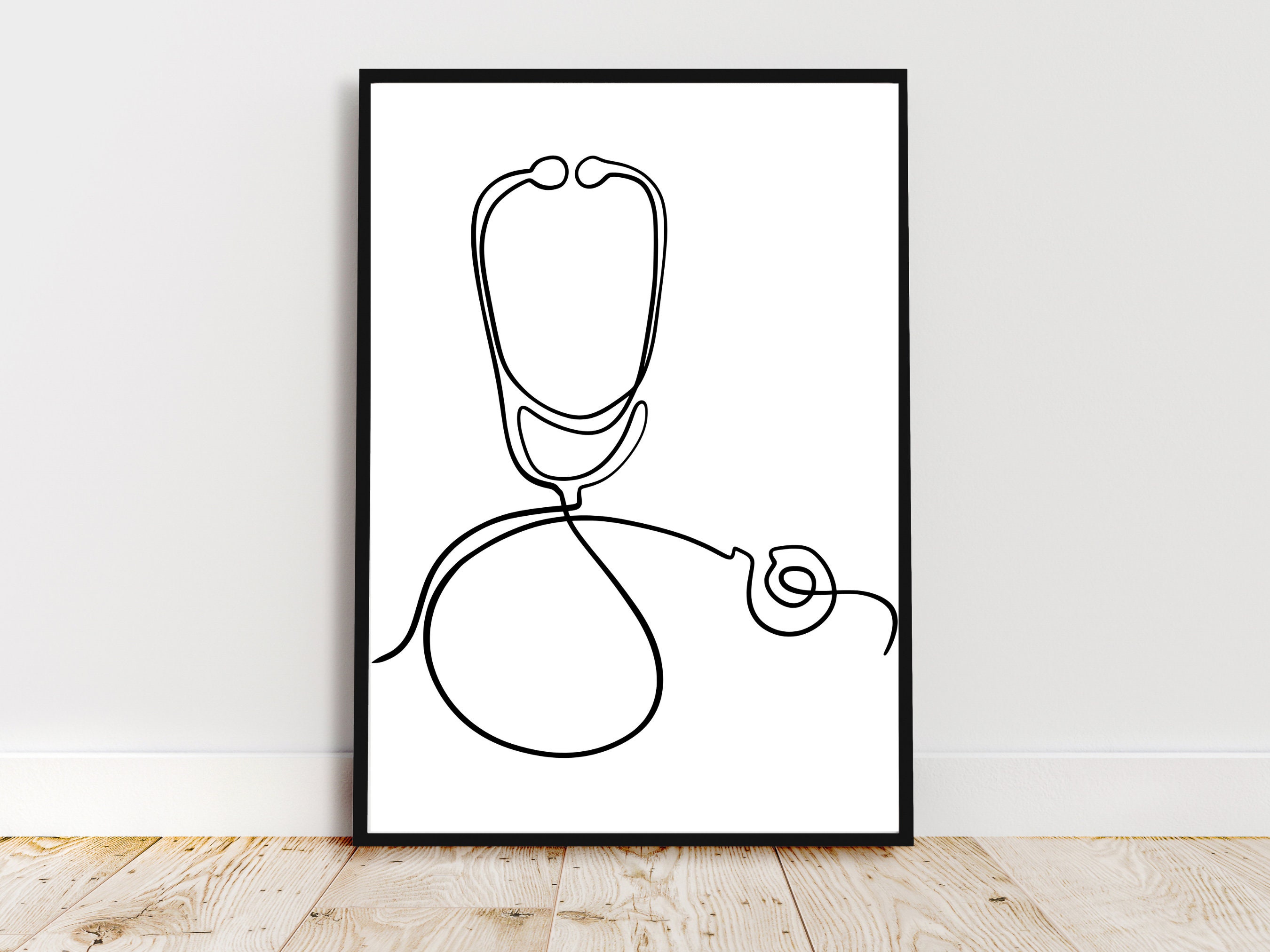 Minimalist Stethoscope Line Art, Physician Poster, Doctors Office Wall
