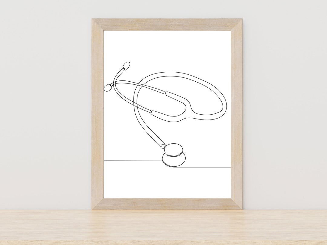 Stethoscope Line Art Boho Stethoscope Print Stethoscope Wall Art Decor