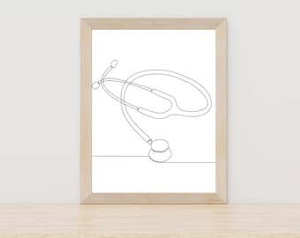 Stethoscope Line Art Boho Stethoscope Print Stethoscope Wall Art Decor School Nurse Office Doctor Office Decor Medical Student Gift Doctor