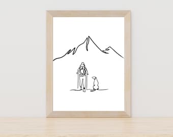 Hiking line art
