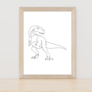 Dinosaur Line Art Tyrannosaurus Rex Doodle Boys Room Decor Nursery Wall Decor Dinosaur Print T rex Wall Art Print Boys Playroom Decor Dino