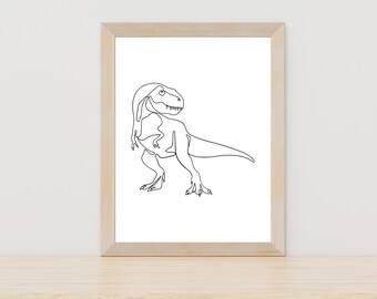 Dinosaur Line Art Tyrannosaurus Rex Doodle Boys Room Decor Nursery Wall Decor Dinosaur Print T rex Wall Art Print Boys Playroom Decor Dino