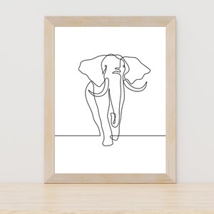 Elephant Line Art Minimalist Animal Illustration Nursery Wall Print Neutral Wall Art Elephant Wall Decor Abstract Animal Art Nursery Decor