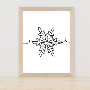 Snowflake Art Print, Boho Winter Wall Art, Trendy Holiday Decoration, Winter Art Print, Minimalist Nature Decor, Simple Winter Art Decor
