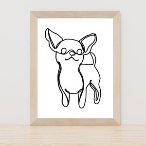 Chihuahua One Line Art Print, Chihuahua Dog Wall Art Print, Single Line Dog Drawing, Chihuahua Gift Wall Decor, Abstract Dog Art, Chihuahua