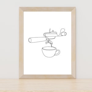 Espresso Machine One Line Art, Coffee Line Art Print, Coffee Lover Gift, Coffee Line Drawing,Espresso Wall Art, Coffee Art Print, Coffee Art