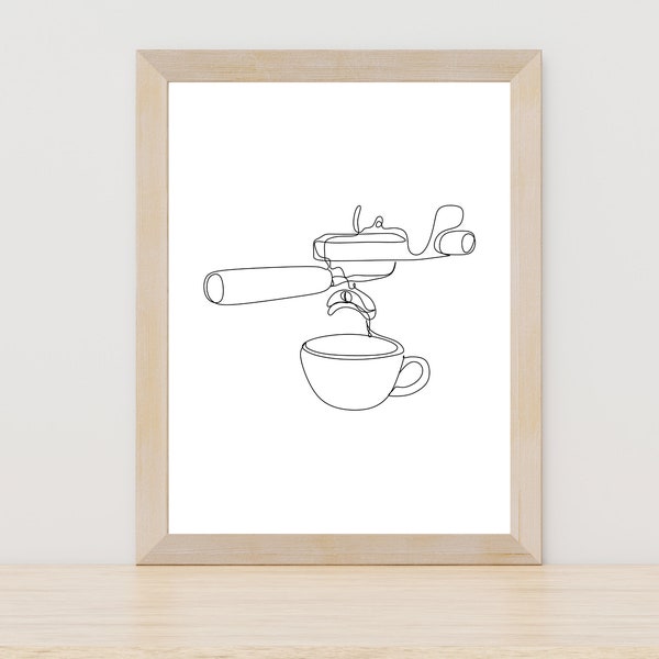 Espresso Machine One Line Art, Coffee Line Art Print, Coffee Lover Gift, Coffee Line Drawing, Espresso Wall Art, Coffee Art Print, Coffee Art