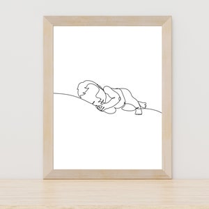 Baby Line Art, Baby Art for Nursery, Minimalist Nursery Artwork, Newborn Artwork, Nursery Decor, Baby Line Drawing, Baby Wall Print Artwork