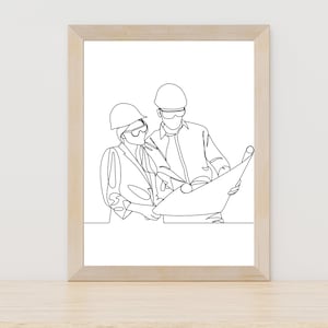 Architect Line Art Architect Wall Art Gift for Architect Art Print Occupation Line Art Abstract Wall Art Printable Architect Print Architect