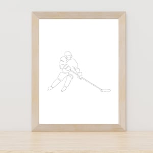 Hockey Line Art, Hockey Wall Art Print, Minimalist Sport Printable, Sports Print, Winter Sport Wall Art, Ice Skating Drawing, Athlete Poster