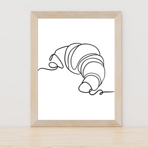 Croissant Line Art, Croissant print, Croissant Digital Print, Kitchen Bar Print, Cafe Wall Decor, Cafe Art,Kitchen Prints, Breakfast Poster