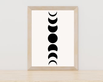 Moon Phase Abstract Wall Art Moon Print Phases of the Moon Print Moon Wall Art Celestial Decor Lunar Moon Phases Photos Space Moon Print Art