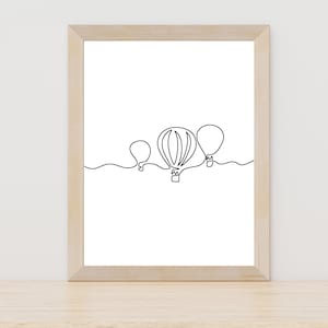 Balloon Line Art Balloon Wall Art Nursery Wall Decor Hot Air Balloon Wall Art Contemporary Line Poster Balloon Print Kids Room Decor Artwork