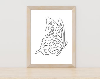 Butterfly Line Art, Line Drawing Art, Minimal Line Art, Butterfly Wall Art Print, Butterflies Drawing, Minimalist Wall Art, Fine Line Art