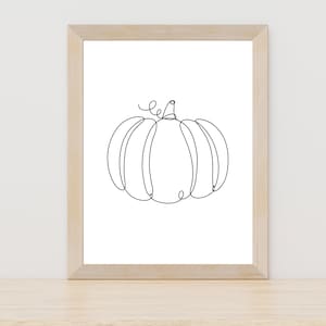 Minimalist Halloween Line Art Print, Halloween Printable Wall Art, Pumpkin Printable, Abstract One Line Halloween Art, Fall Pumpkin Wall Art
